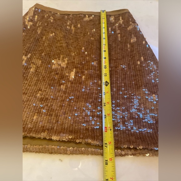 JENNI KAYNE 100% SILK PENCIL MINI SKIRT SEQUINS PARTY GOLD SPARKLY NWT 4 - Picture 5 of 6